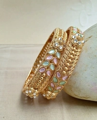 Rajwadi Kundan Bangles Set - 2.8