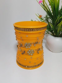 Rajasthani Rajwadi Dhalu Bangles Set - 2.6, Web Orange