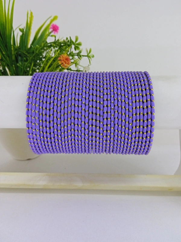 Metal Velvet Bund Set of 36 Bangles.  - 2.4, True V