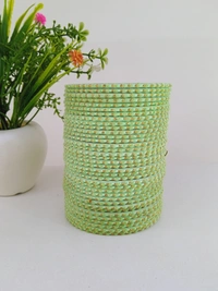 Metal Velvet Bund Set of 36 Bangles.  - 2.6, Olivine