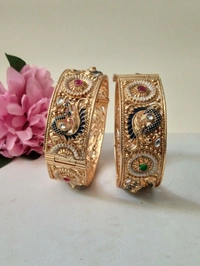 Rajwadi Peacock Bangles Set - 2.6, Golden