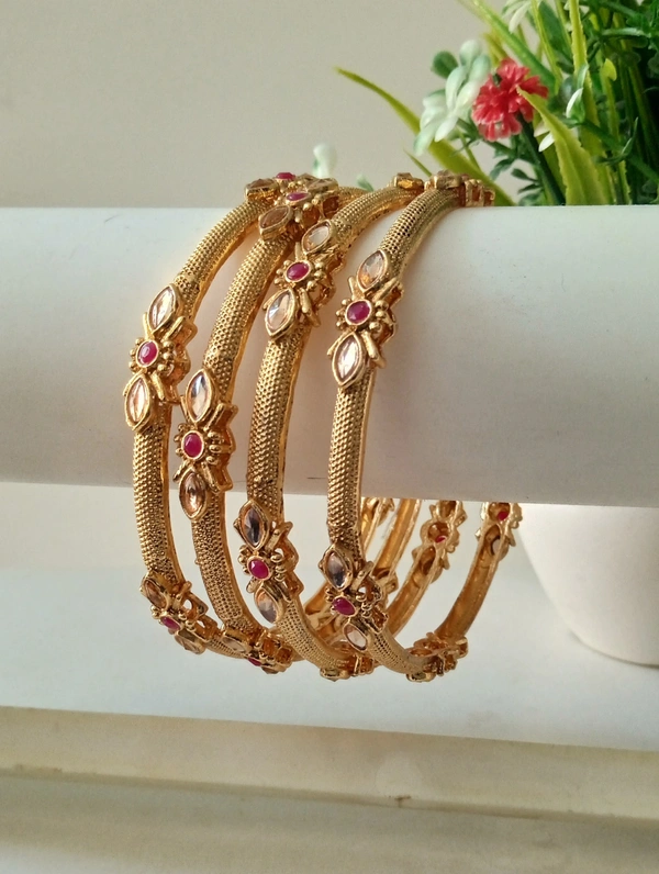 Stylish Rajwadi Bangles Set - 2.4, Golden