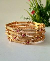 Stylish Rajwadi Bangles Set - 2.4, Golden