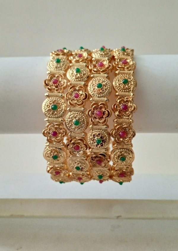 Traditional Rajwadi Bangles Set - 2.8, Golden