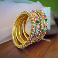 Rajasthani Traditional Pachheli Metal Bangles Set. - 2.4, Multi Colors