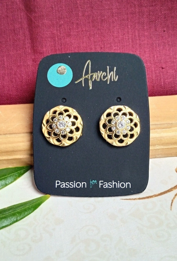 Stud Earrings for Women Matte Gold Polish