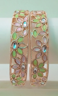 Trendy Mint Green and Pink Patla Set  - 2.4, Mint Green & Pink