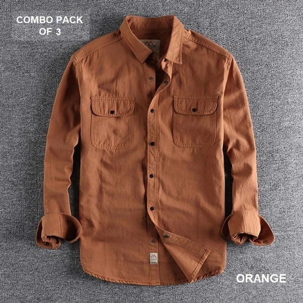 Pure Cotton Shirt Pack Of 3 High Quality  - S, Black & Brown & Yellow