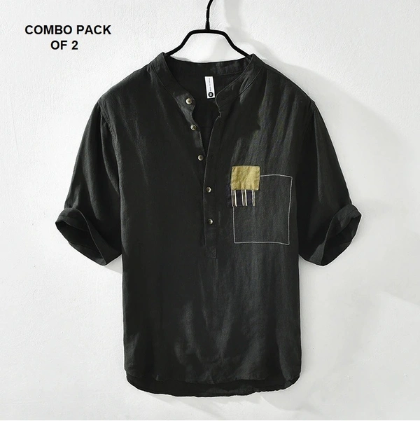 Pure Cotton imported Shirt Pack of 2 Combo - L