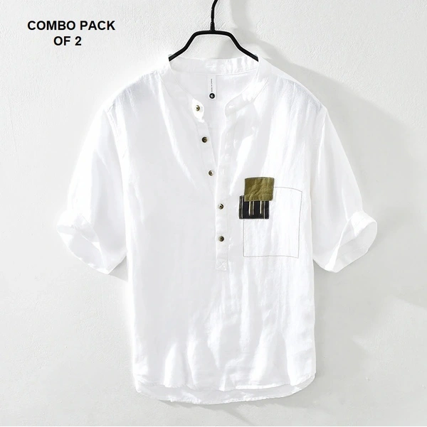 Pure Cotton imported Shirt Pack of 2 Combo - L