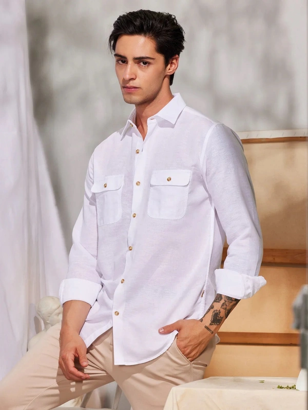 Pure cotton Linen Cargo Shirt pack of 2 combo - S