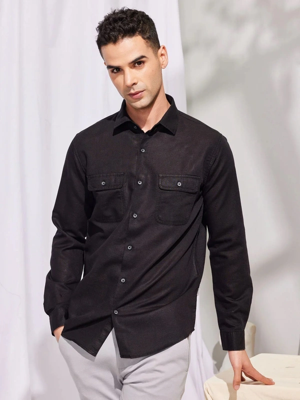 Pure cotton Linen Cargo Shirt pack of 2 combo - S