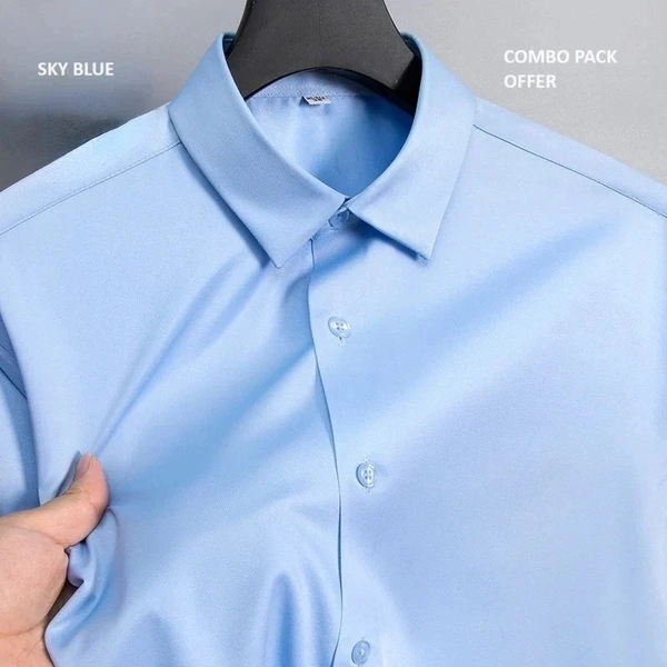 Executive Smooth Long Sleeve Shirt, Pack of 2 combo - L/42, Navy & Chocolate