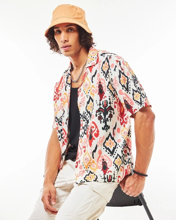 Men's Multicolor All Over Printed Oversized Shirt - XL