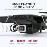 E88 Pro Drone Double Camera ( Single Battery 100%,) - Black, Free Size