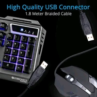 Zebronics Transformer Gaming Keyboard and Mouse Combo,Braided Cable,Durable Al body,Multimedia keys and Gaming Mouse with 6 Buttons, Multi-Color LED Lights, High - Black, Free Size