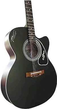 PC  Signature 41Inch Acoustic Guitar Black Matte New Model (Free 1 Set Strings, 3 Picks, Bag & Belt) - Tonewood - Blue, Free Size