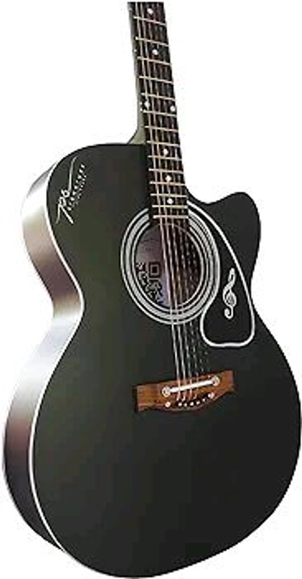 PC  Signature 41Inch Acoustic Guitar Black Matte New Model (Free 1 Set Strings, 3 Picks, Bag & Belt) - Tonewood - Blue, Free Size
