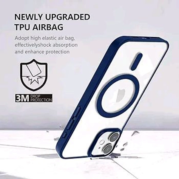 KARWAN®️ Hybrid Transparent iPhone 12 Back Cover Case Compatibe with MagSafe | Shockproof Design |Camera Protection Bump | Transparent Back Cover Case for iPhone 12(PC, TPU | Blue Bumper) - Black, Pro