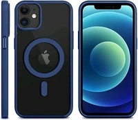 KARWAN®️ Hybrid Transparent iPhone 12 Back Cover Case Compatibe with MagSafe | Shockproof Design |Camera Protection Bump | Transparent Back Cover Case for iPhone 12(PC, TPU | Blue Bumper) - Black, Pro