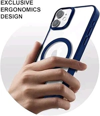 KARWAN®️ Hybrid Transparent iPhone 12 Back Cover Case Compatibe with MagSafe | Shockproof Design |Camera Protection Bump | Transparent Back Cover Case for iPhone 12(PC, TPU | Blue Bumper) - Black, Pro