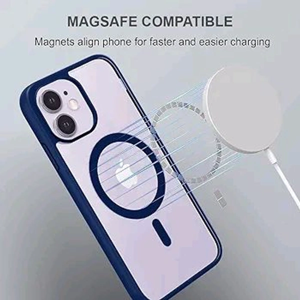 KARWAN®️ Hybrid Transparent iPhone 12 Back Cover Case Compatibe with MagSafe | Shockproof Design |Camera Protection Bump | Transparent Back Cover Case for iPhone 12(PC, TPU | Blue Bumper) - Black, Max