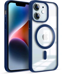 KARWAN®️ Hybrid Transparent iPhone 12 Back Cover Case Compatibe with MagSafe | Shockproof Design |Camera Protection Bump | Transparent Back Cover Case for iPhone 12(PC, TPU | Blue Bumper) - Black, Max