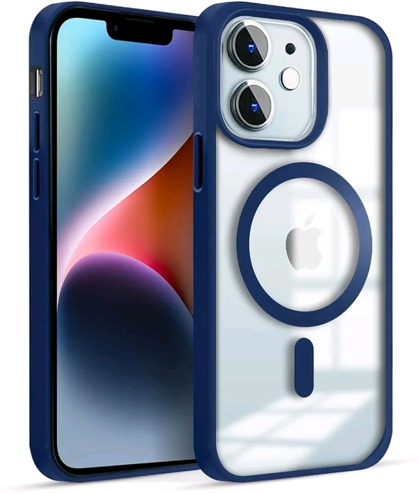 KARWAN®️ Hybrid Transparent iPhone 12 Back Cover Case Compatibe with MagSafe | Shockproof Design |Camera Protection Bump | Transparent Back Cover Case for iPhone 12(PC, TPU | Blue Bumper) - Black, Max