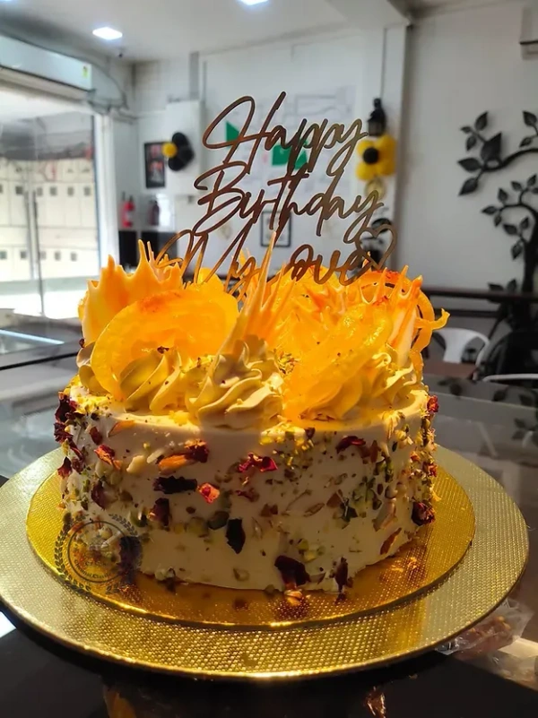 KESAR BADAM JELABI CAKE - 1KG, WITHOUT TOPPER