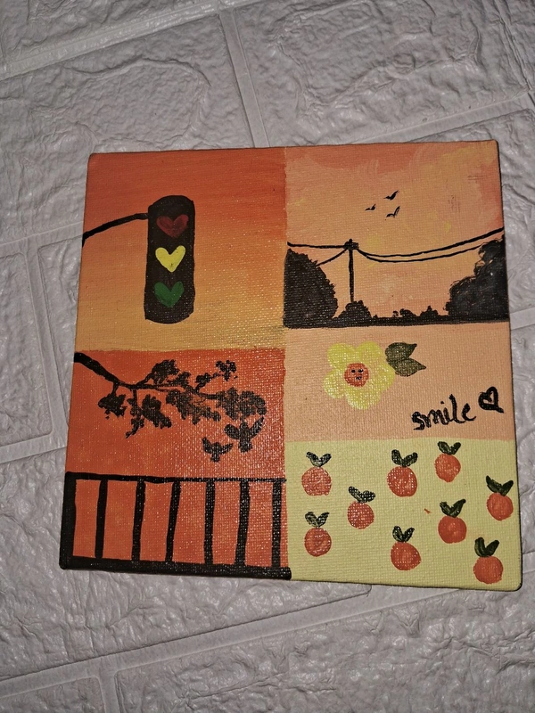 ˚₊‧꒰ა🍂Pinterestly Painting🧡 ໒꒱ ‧₊ - 6×6 Cm