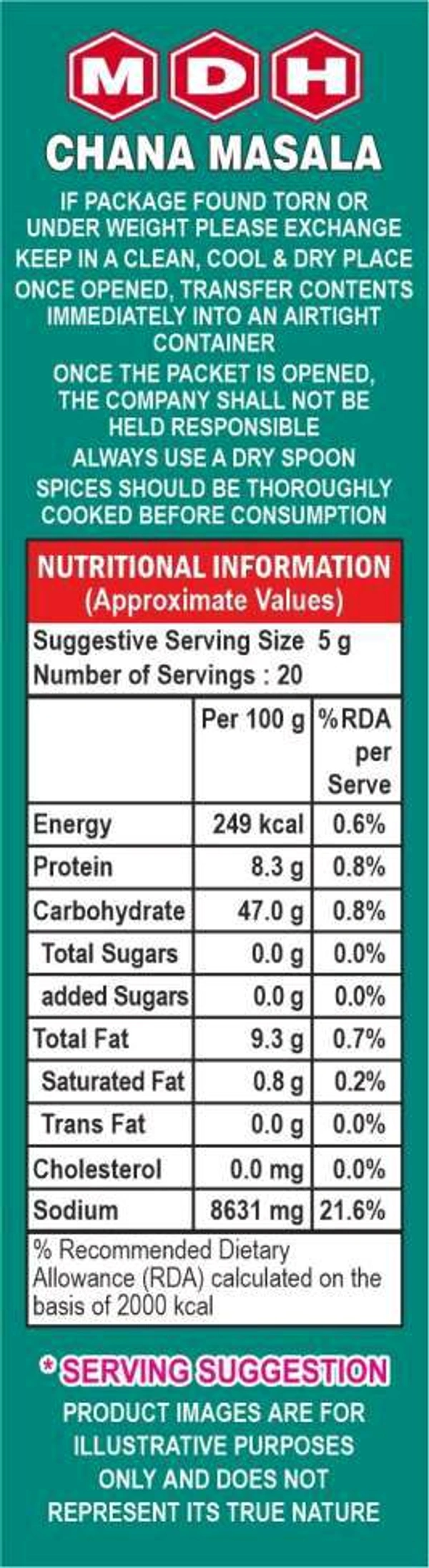 MDH CHANA MASALA 100GM - 100GM