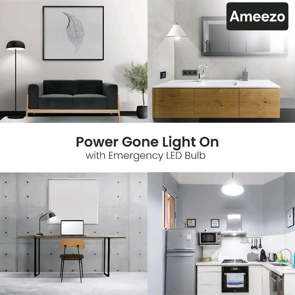 Ameezo 9w Ac/ Dc Rechargeable Bulb (1yr Warranty) 60 pcs box - 9 Watt, White