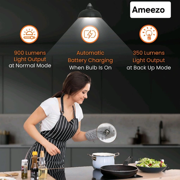 Ameezo 9w Ac/ Dc Rechargeable Bulb (1yr Warranty) 60 pcs box - 9 Watt, White