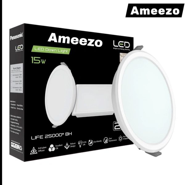 Ameezo 15watt Ceiling Panel Light Round, (,6500K-white) 2yr Warranty - 6 inch, Cool White, 15