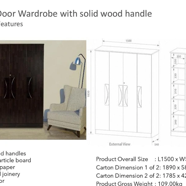 PANDIA 4 DOOR WARDROBE - 4 door