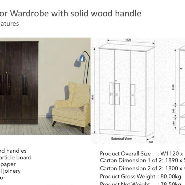 NESOI 3 DOOR WARDROBE - 3 door