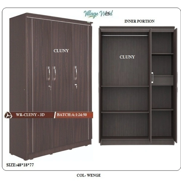 VAF CLUNY WARDROBE 3 DOOR