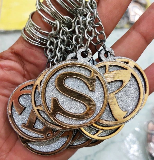 Letter Round Shaped Keychain Plastic