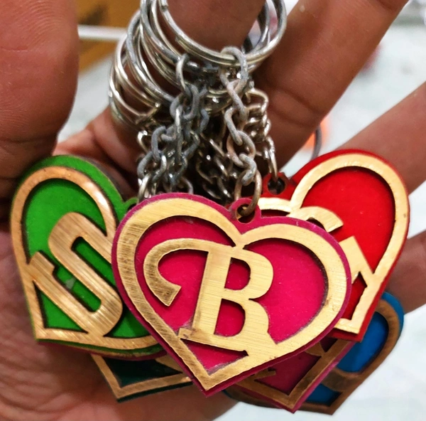 Letter Heart Shaped Keychain Plastic