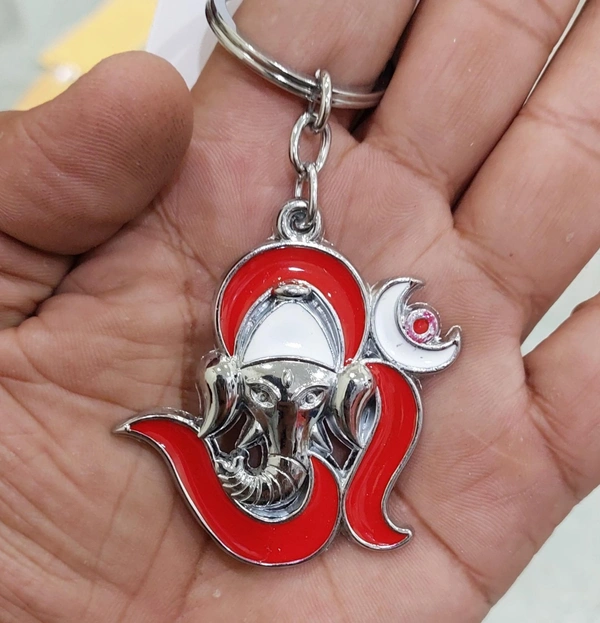 Ganesha With Om Metal Keychain