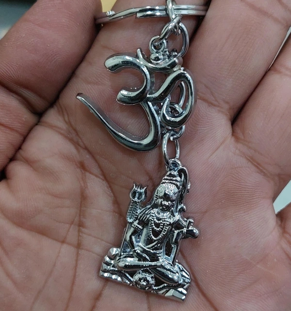 Mahadev With Om Metal Keychain