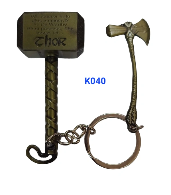 Metal keychain Thor Hammer And Axe (K040)