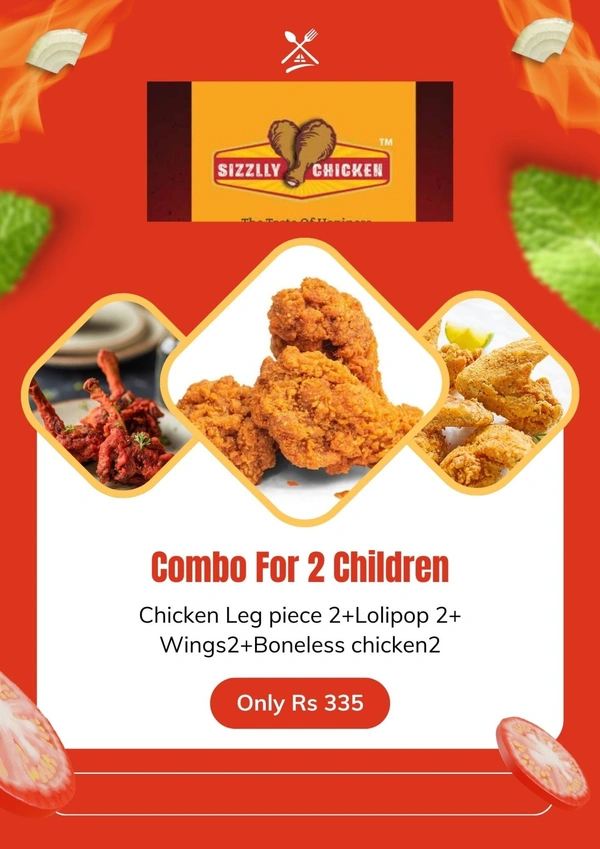 SIZZLLY Combo For Two(Chicken Leg Piece 2+ Lolipop 2+ Wings 2+ Boneless 2(8pcs))