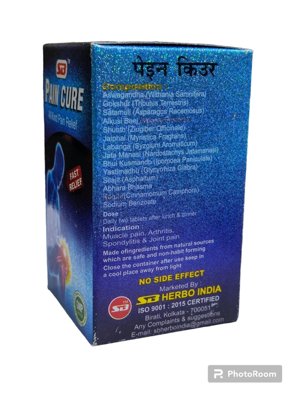 Pain Cure Tablets - 60 tab container, Blue