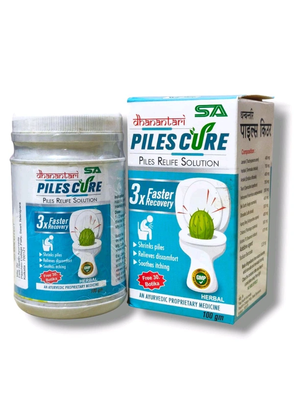 Dhanvantari Piles Cure Powder  - 100 gm Powder & 30 Pcs Batika