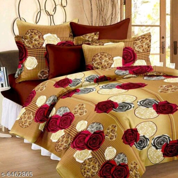 Trendy Cotton 100 X 90 Double Queen Beed Sheet - Golden