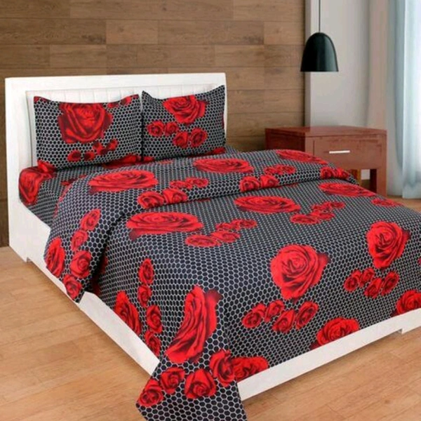 Trendy Cotton 100 X 90 Double Queen Beed Sheet - Multicolored [ Red, Black ]