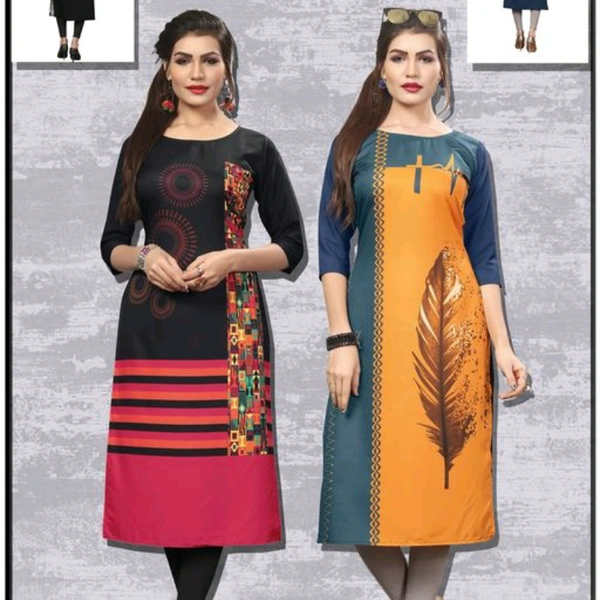 Women's Digital Printed Straight Cut Kurti (Combo pack of 2) - XXL