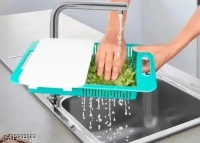 Chopping Board With Sliding Tray & Strainer | Vegetable Chopper for Kitchen