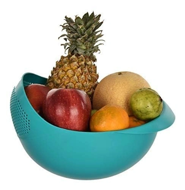  Food Strainer Colander, Fruit Basket, Pasta Strainer, Vegetable Strainer, Kitchen Sieve, Washing Bowl, Unbreakable, (Color May Vary), Plastic, 10 x 10 x 10 - 10L x 10W x 10H Millimeters, Pacific Blue